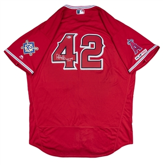 2019 Albert Pujols Game Used, Signed & Inscribed Los Angeles Angels Jackie Robinson Day Alternate Jersey Used on 4/15/2019 (MLB Authenticated & Beckett)